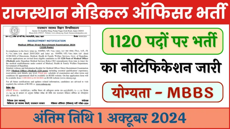 Rajasthan Medical Officer Vacancy 2024 Notification